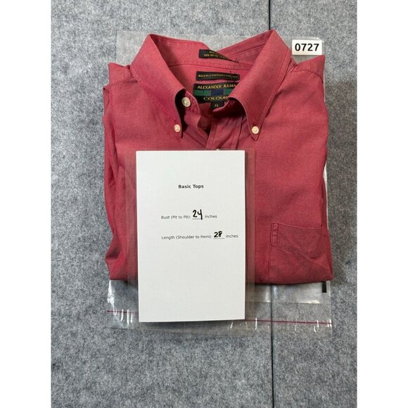 Alexander Julian Shirt Men's XL Burgundy 100% Cotton Pocket Button-Down Oxford - Picture 7 of 7
